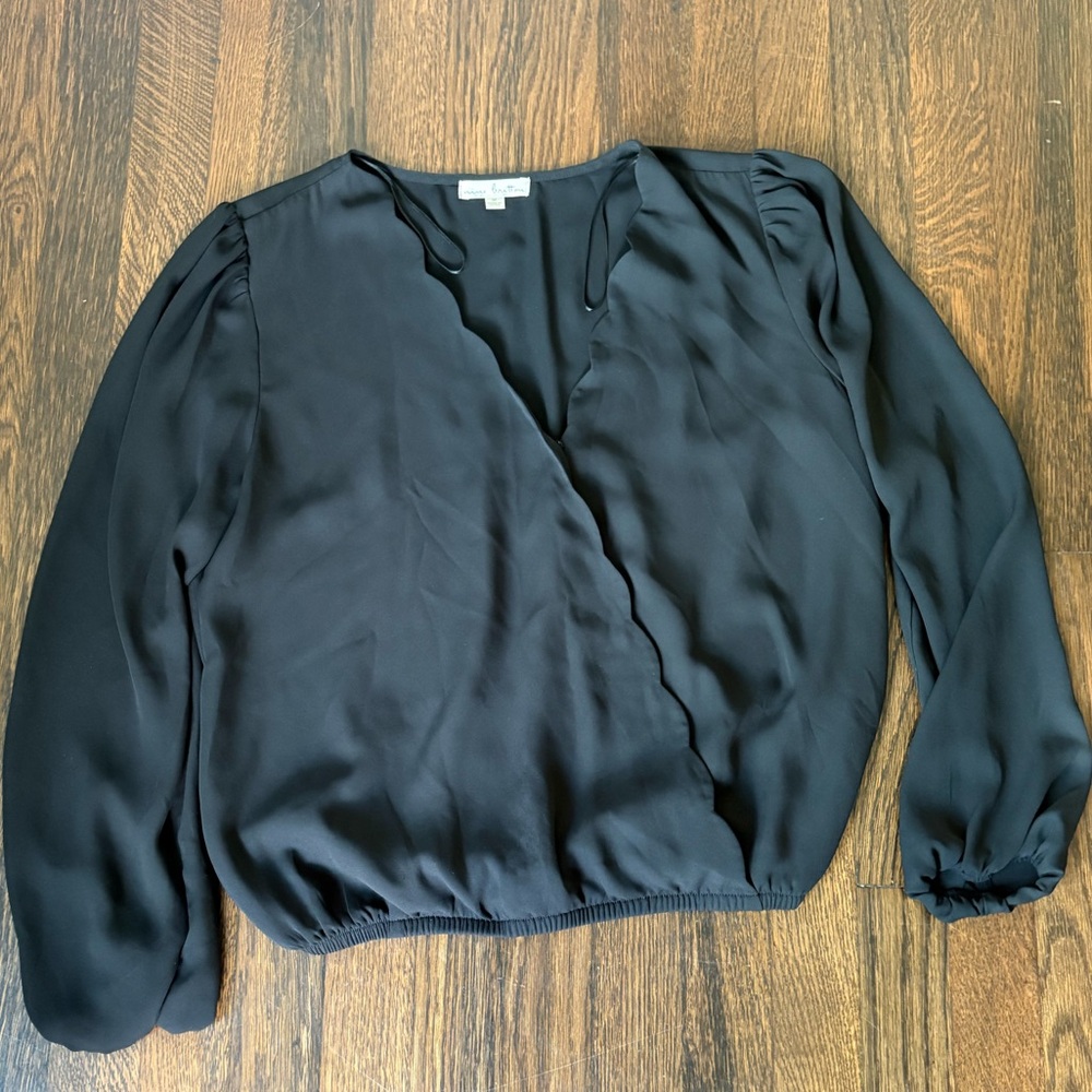 Nine Britton black scalloped wrap top
